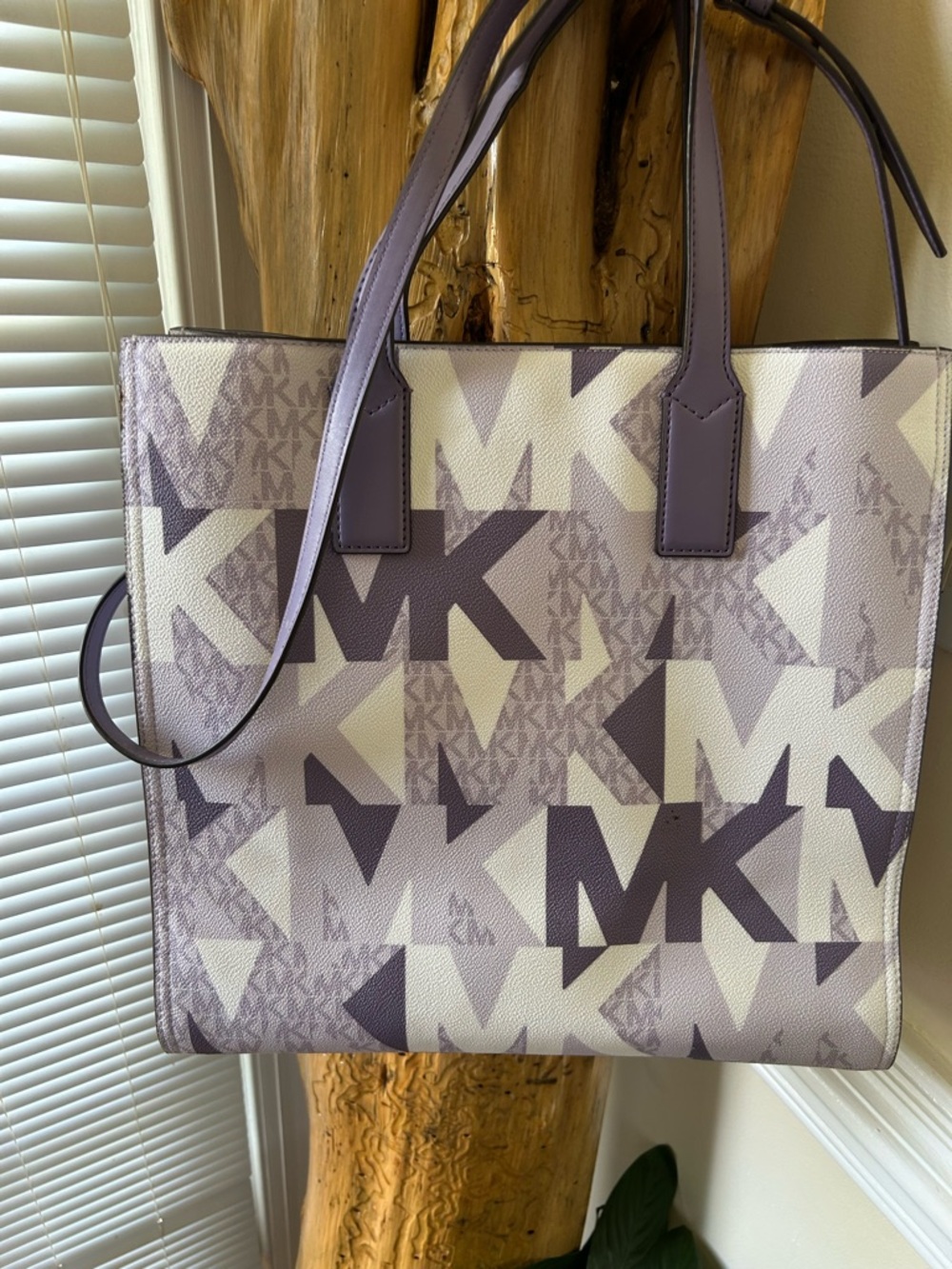 Michael Kors Lavender and Cream MK Logo Tote